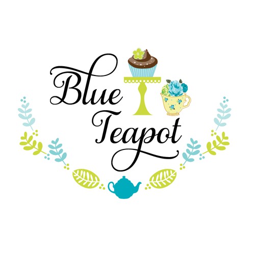 Create the best logo for the "Blue Teapot" tearoom in France