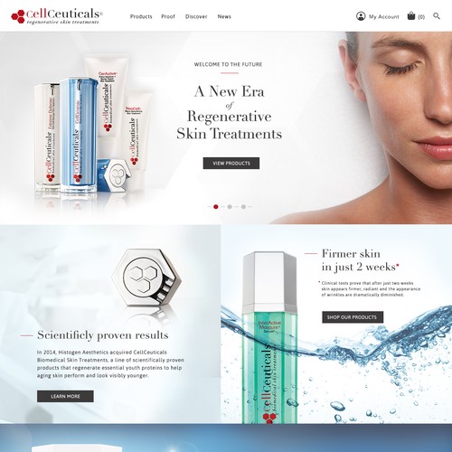 Home page for cosmetics brand