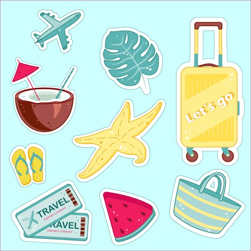 Set of stickers "Let's go in summer"