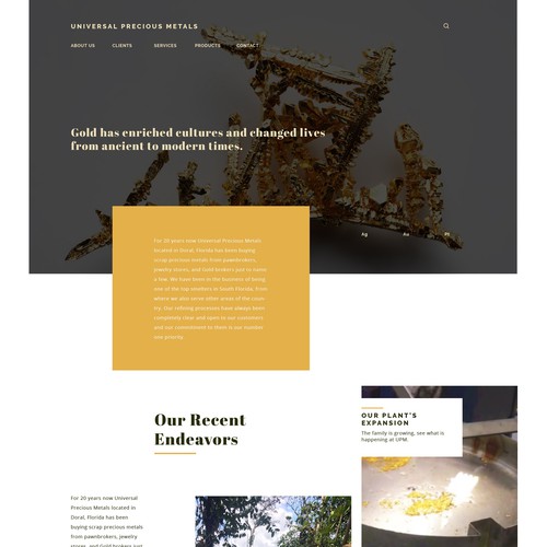 Website for precious metals company