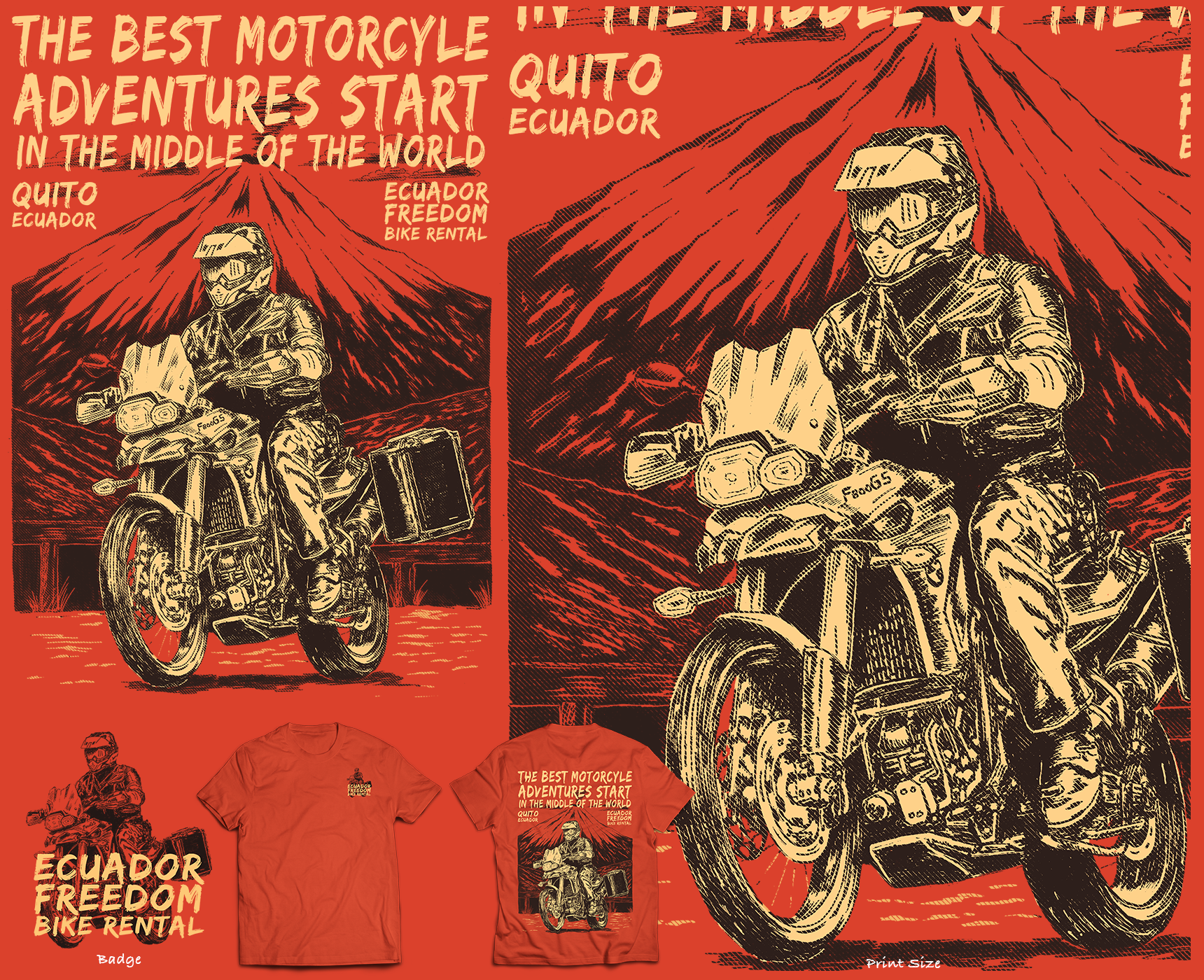 Motorcycle Adventure T-Shirt for Ecuador Freedom Bike Rental