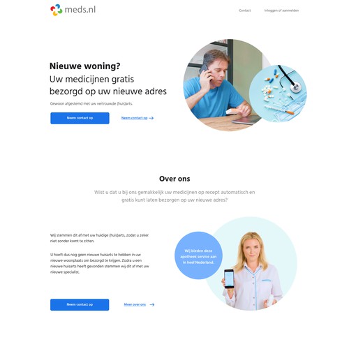 Landing page for online pharmacy