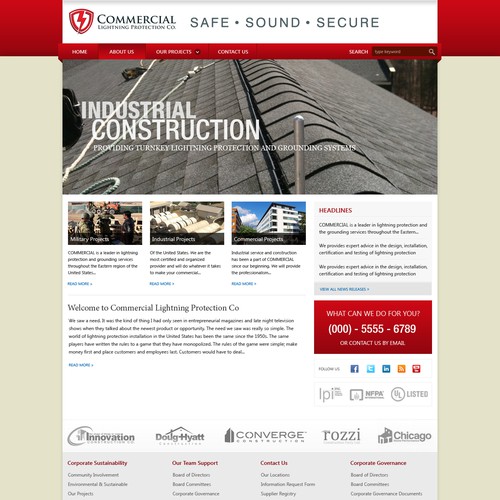 website design for Commercial Lightning Protection Company 