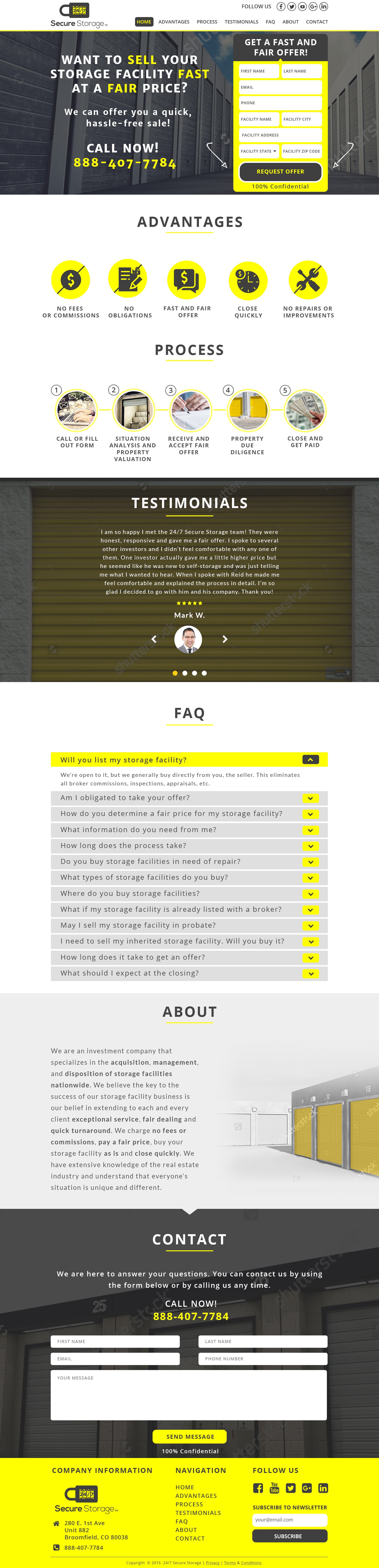 Create a killer landing page for 24/7 Secure Storage