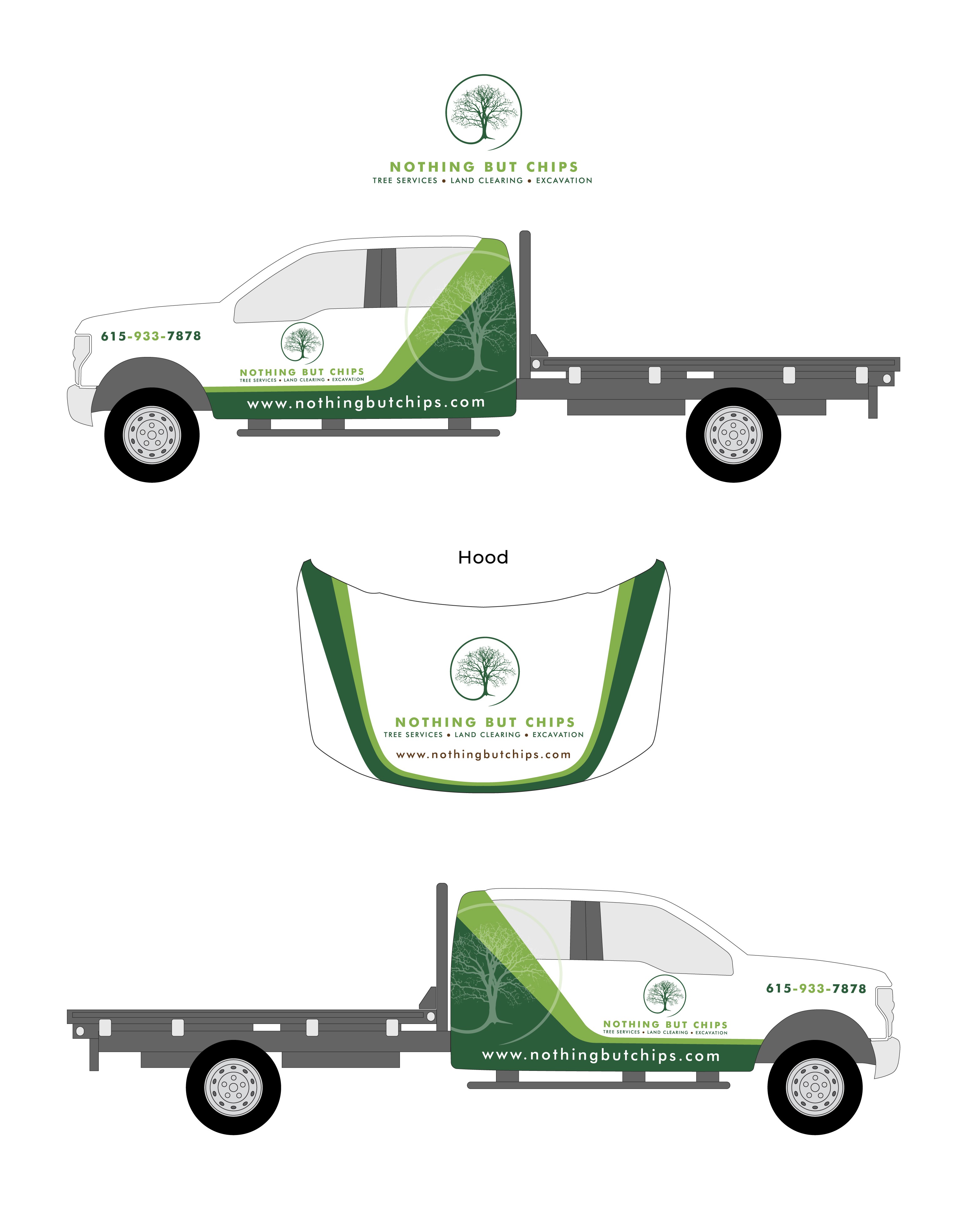 Redesign truck wrap entirely with new logo for $300.