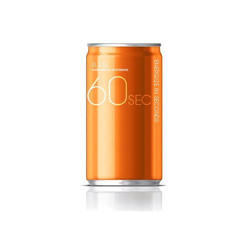 Product label for "60 seconds" ENERGY DRINK. Guaranteed to award the prize!
