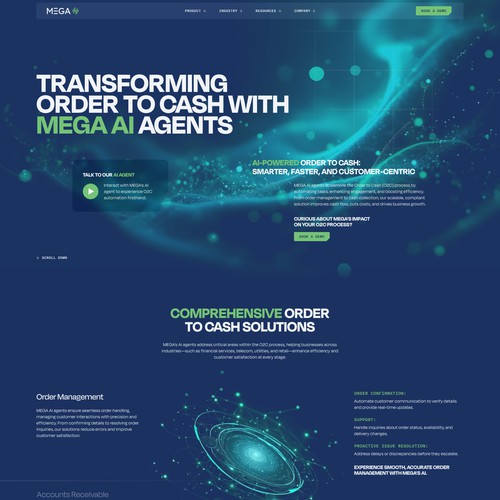 Landing page for a pioneering AI voice agent company