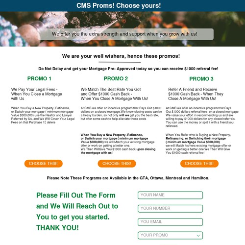 CMS promo landing page