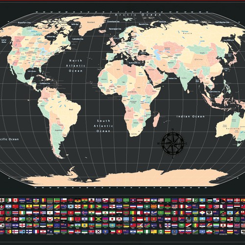 Design a world scratch map for a top brand