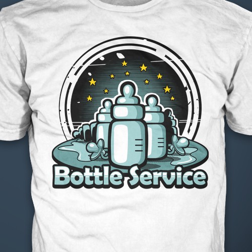 Multiple designs needed "bottle service" baby tee.