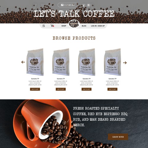 `Web design for a coffee company.