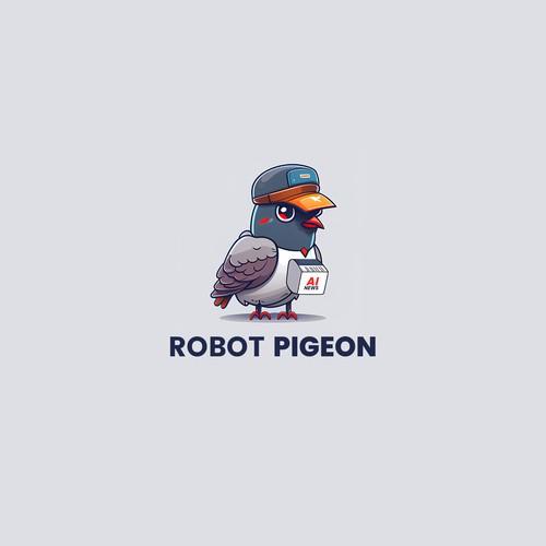 Cartoon Robot Pigeon Logo