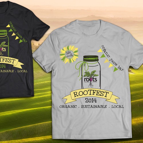 create a t-shirt every wants to wear for our annual organic festival called ROOTSFEST 2014: celebrating our community an
