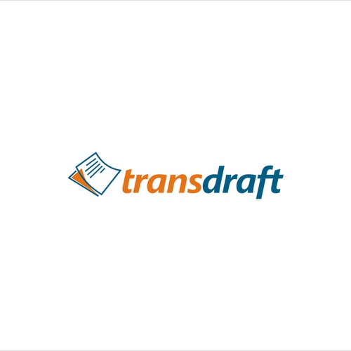 Logo for freelance translator web app called 'transdraft'