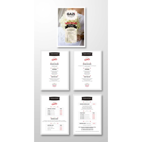 Create A pricelist and document for Wedding photography Company