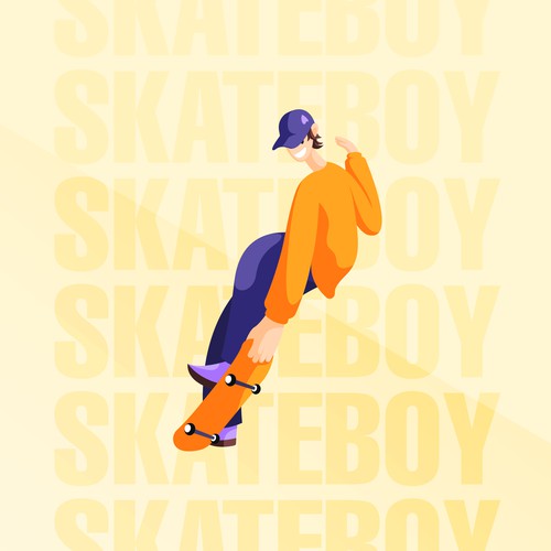 Skateboy Flat Illustration