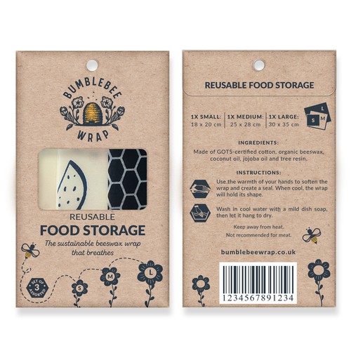 Eco-friendly beeswax food wraps package design