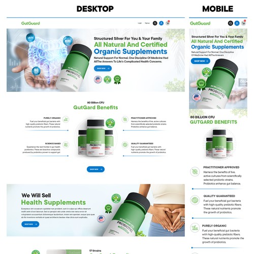 Landing page design for GutGuard