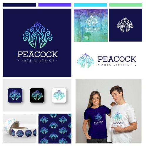 Bright, vivid logo design for an eclectic arts district