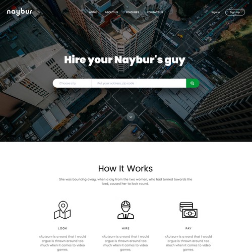 Landing page for construction start-up
