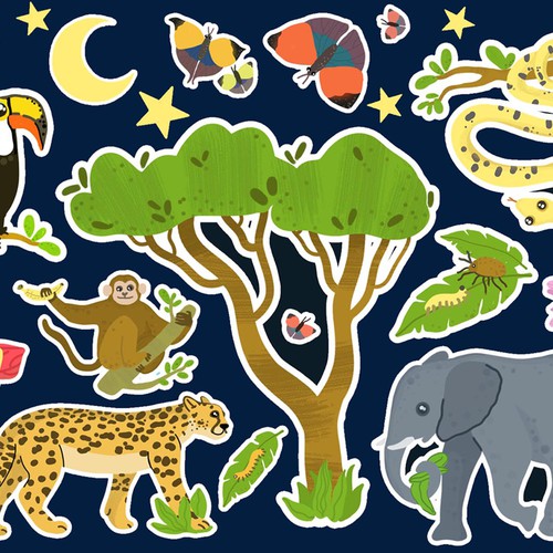 set of stickers for children "Jungle"