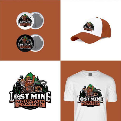 Roller Coaster Logo with Mining Theme and Bears