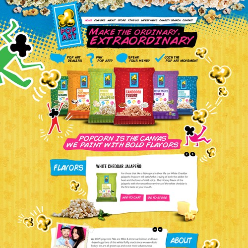 Redesign a unique website for a fun gourmet popcorn company!