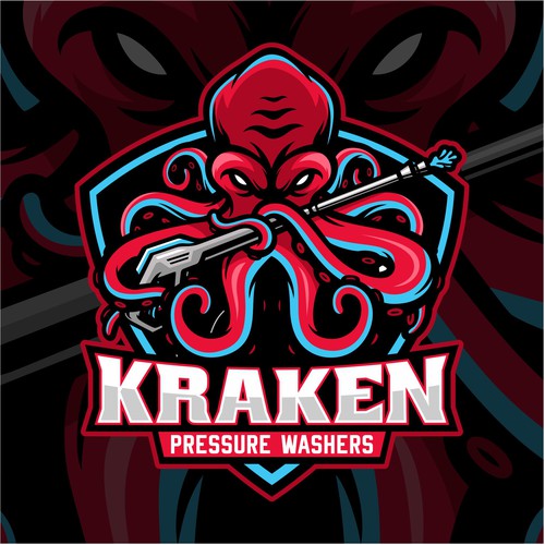 Washer Pressure mascot character, Pressure washing mascot logo design - Kraken