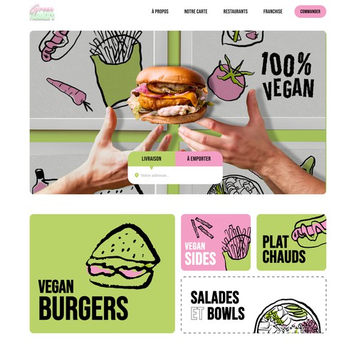 Home page design for vegan restaurant/Green Farmers