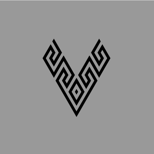 letter V with Greek motif pattern 