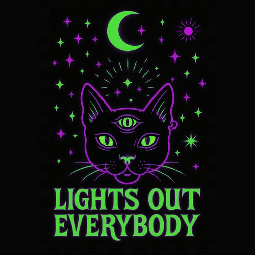 Neon Third Eye Cat Art  (This Design Is Available For Sale)