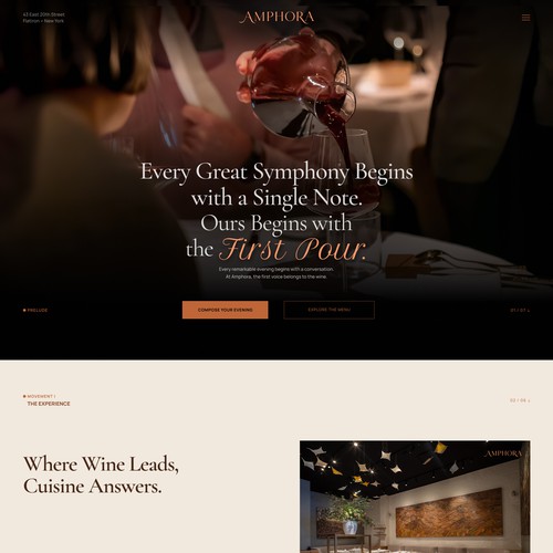 Amphora — Luxury Restaurant Website Concept