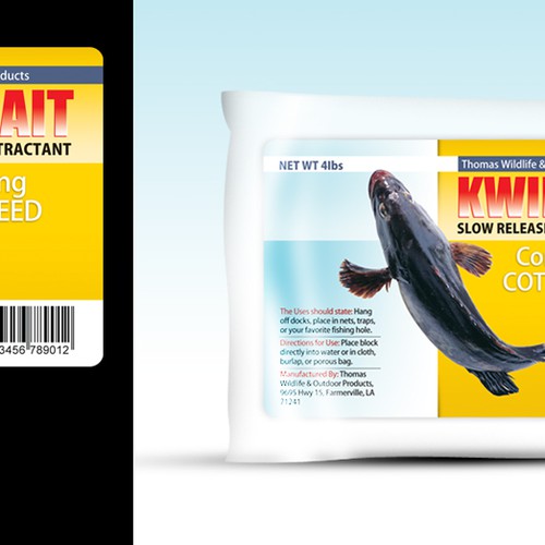Create a winning design label for the next major fish attractant/outdoor product to hit stores.