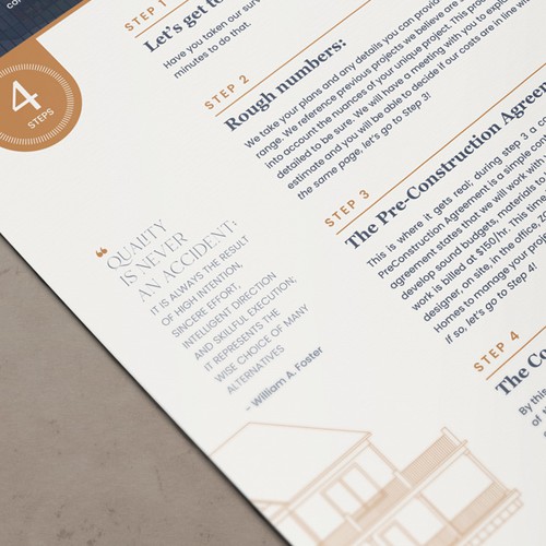 Sophisticated high end custom home builder sales packet