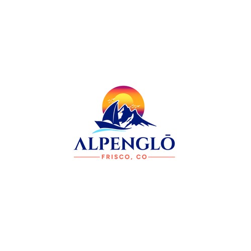 Design a hipster logo for a sailboat that is named after a mountain sunset