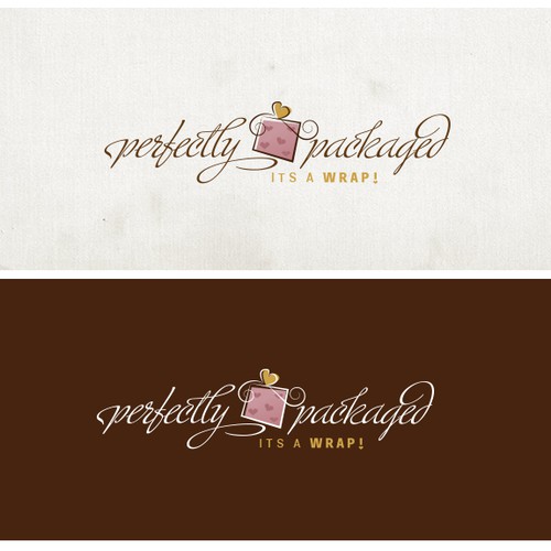 Create a catchy whimsical logo for a gift wrapping company