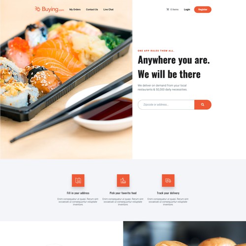 Food delivery service website