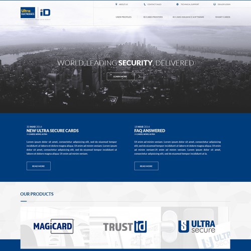 Create the next generation website for an identification security manufacturer