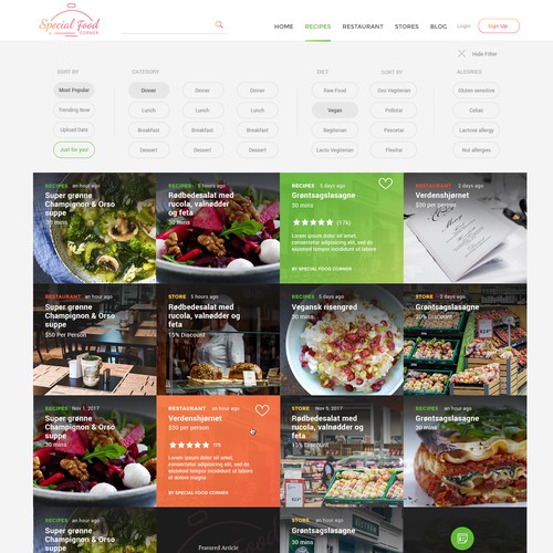 Minimalistic and intutiive website for Special Food Corner