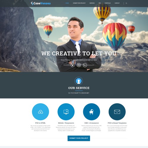 Nice landing page design for psd to html services website(NO CODING)
