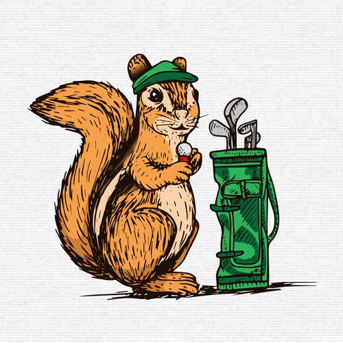 Chipmunk swinging golf club