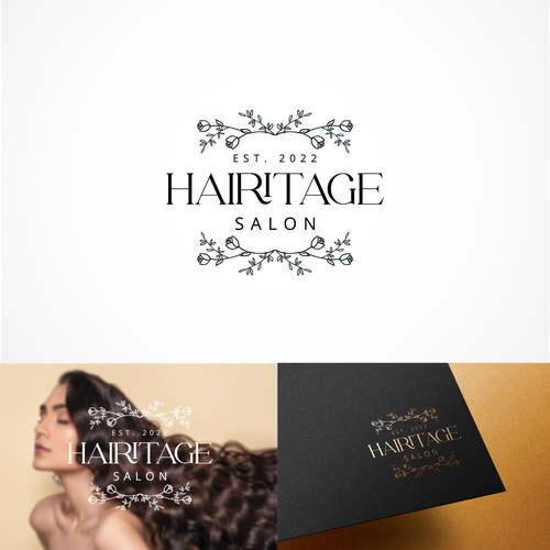 Elegant logo design for Hairitage Salon