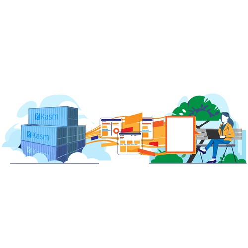 Modern illustration for a container streaming company