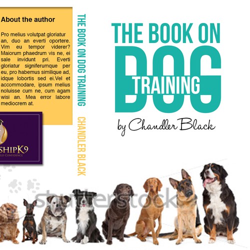 Create a playful and clean cover for "The Book on Dog Training"