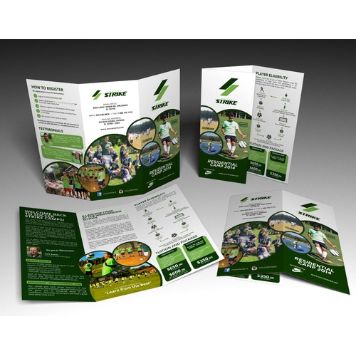 Brochure design for a SOCCER CAMP event hosted in Massachusetts US.