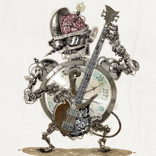 BASS GUITAR! CLOCKWORK! Create a T-shirt that I'll be proud to wear everywhere!