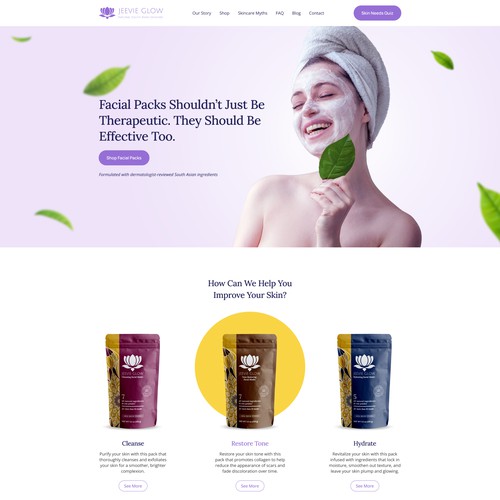 Beauty and skincare products ecommerce website design