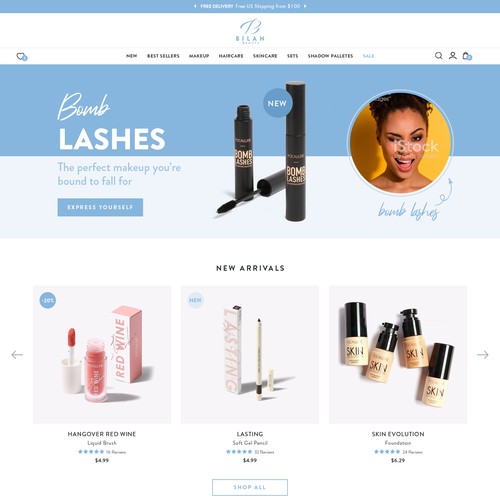 website for a fun & playful cosmetics retailer