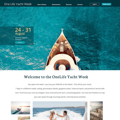 Landing page design for yacht travel