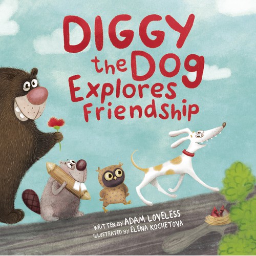 Funny illustrations for the book about the dog Diggy.